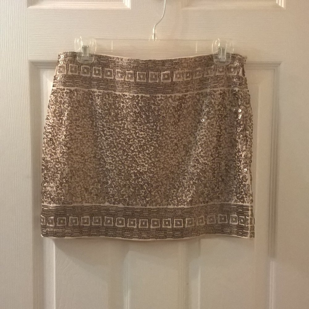 Express Gold Sequin Mini Skirt XS NWT